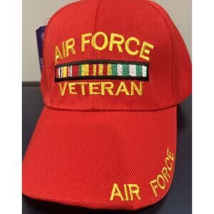 Air Force VETERAN Adjustable HAT U.S MILITARY NWT Red